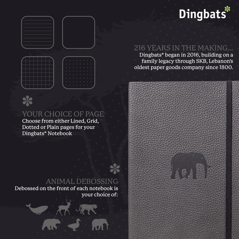 Dingbats* Notebooks Dingbats* Wildlife Lined Writing Journal Notebook A5 - Vegan Leather Hardcover - Ideal for Work  Travel - Pocket  Elastic Closure  & Bookmark - Image 2